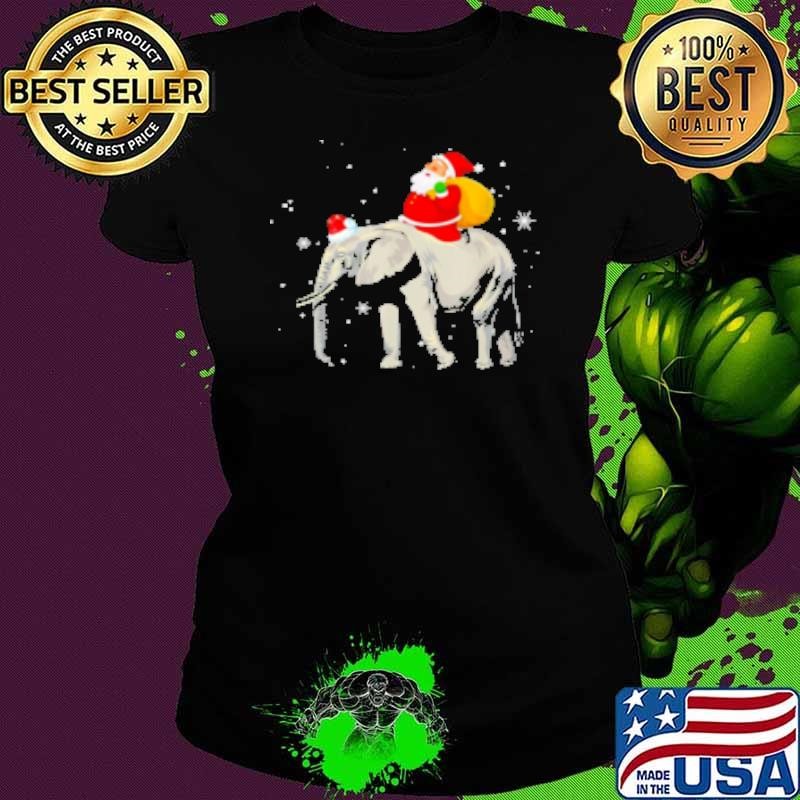 Santa Claus Riding Elephant Christmas Elephant Ladies tee Santa Claus Riding Elephant Christmas Elephant Ladies tee