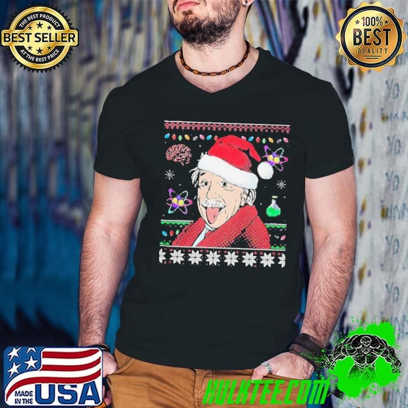 Santa Clause Albert Einstein Genius Physicist Xmas christmas Guys V Neck
