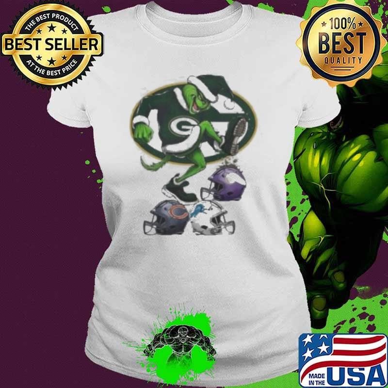 Santa Grinch Green Bay Packers Stomp On NFL Teams Christmas 2024 Ladies tee