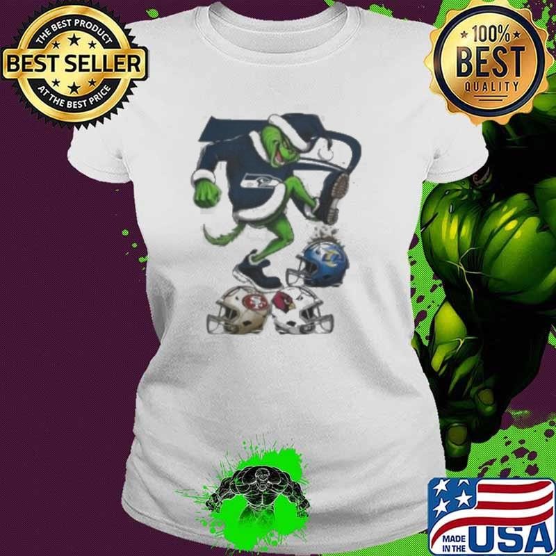 Santa Grinch Seattle Seahawks Stomp On NFL Teams Christmas 2024 Ladies tee