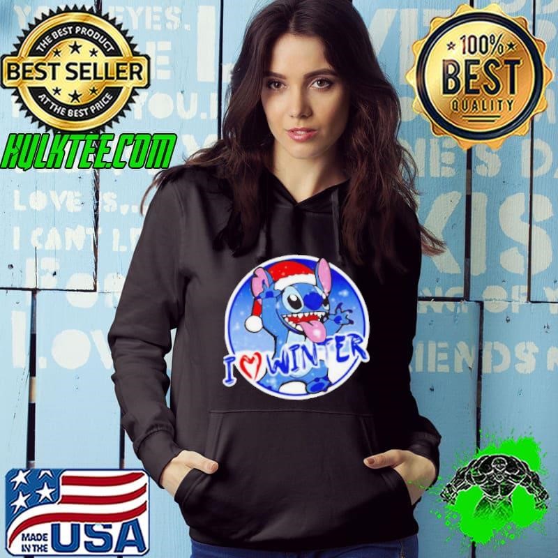 Santa Stitch I love winter Christmas Hoodie