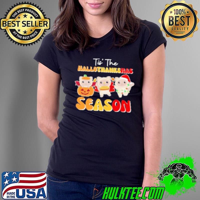 Siamese Cat Christmas Halloween Tis The Hallothanksmas Ladies Tee
