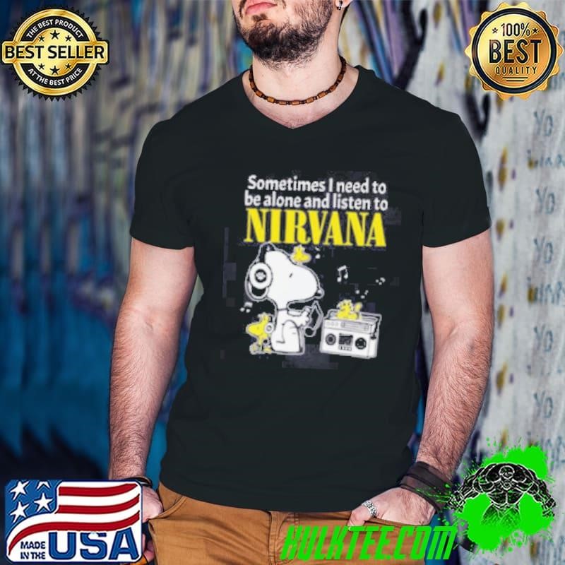 Snoopy And Woodstock Sometimes I Need To Be Alone And Listen To Nirvana Guys V Neck