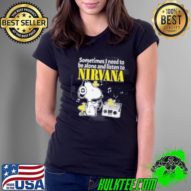 Snoopy And Woodstock Sometimes I Need To Be Alone And Listen To Nirvana Ladies Tee