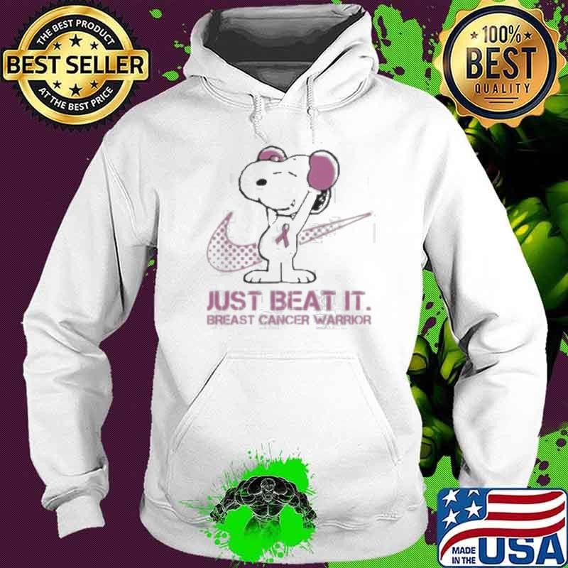 Snoopy Breast Cancer Warrior Just Beat It 2024 Hoodie