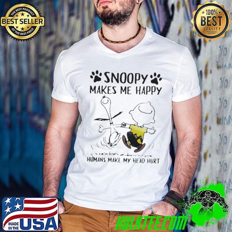 Snoopy Makes Me Happy Humans Make My Head Hurt Peanuts Guys V Neck