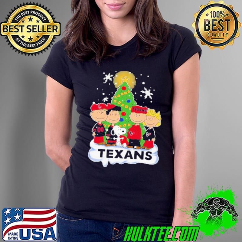 Snoopy The Peanuts Houston Texans Christmas Ladies Tee