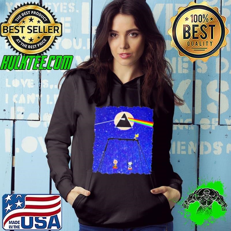 Snoopy Woodstock And Friend Watching Moon Pink Floyd Hoodie