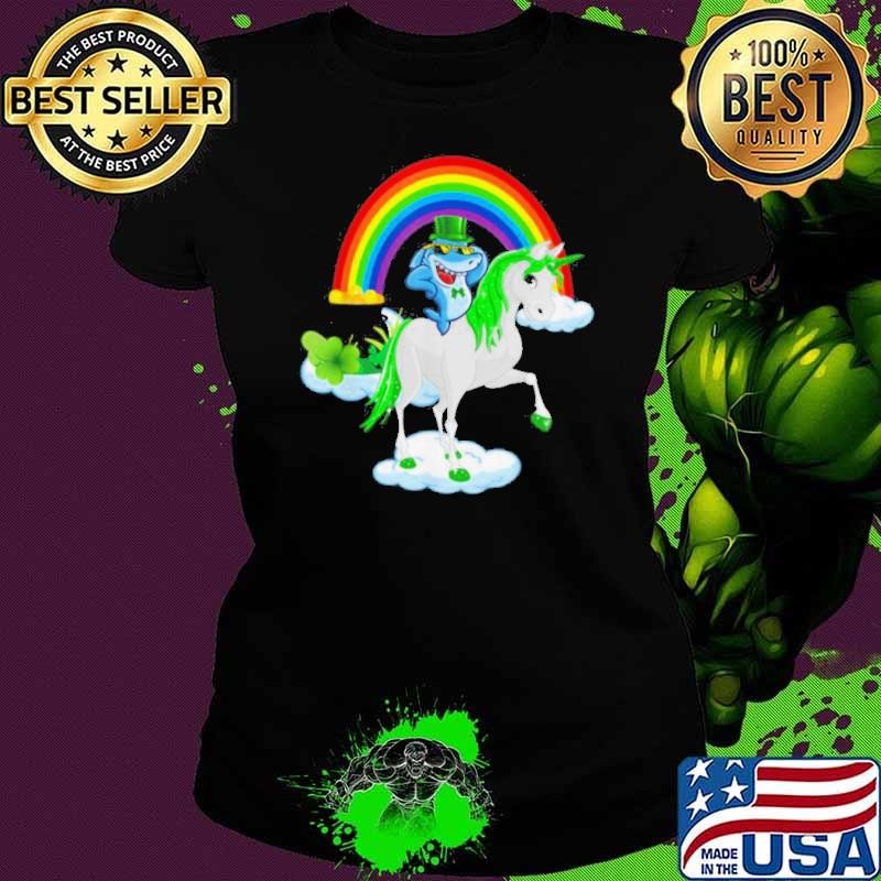St Patricks Day Shark Riding Irish Unicorn shirt