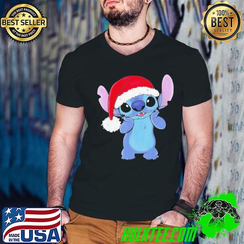 Stitch Cute Wear Hat Santa Clause Merry Christmas shirt