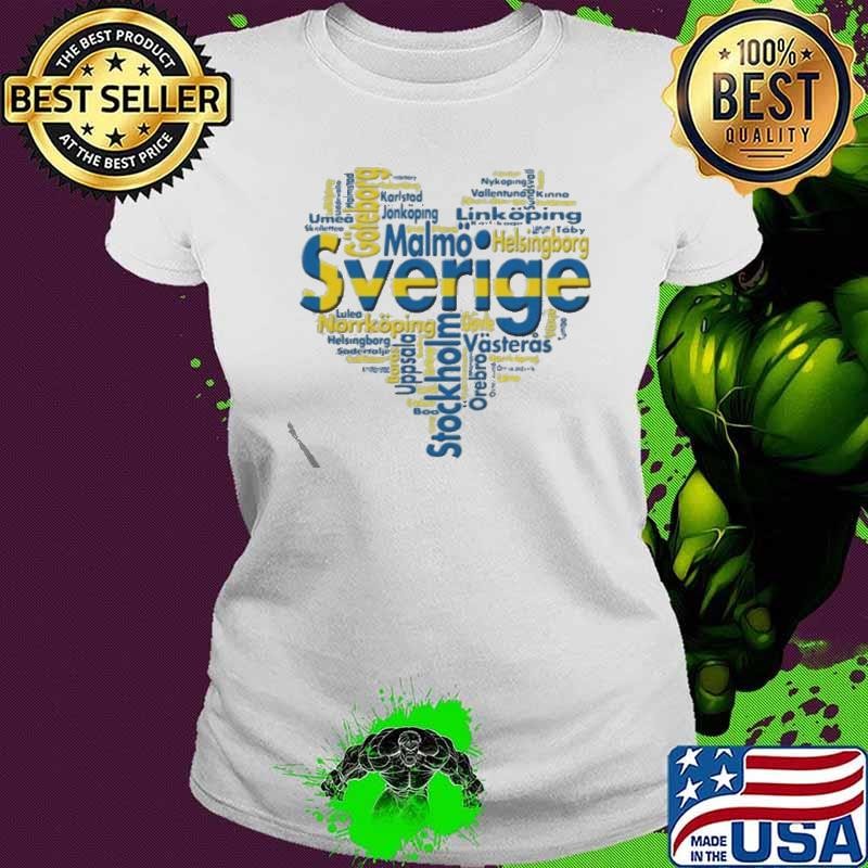 Sweden Sverige Heart Cities shirt