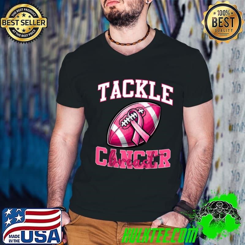 Tackle Breast Cancer Football Pink Ribbon Cancer Awareness T-Shirt