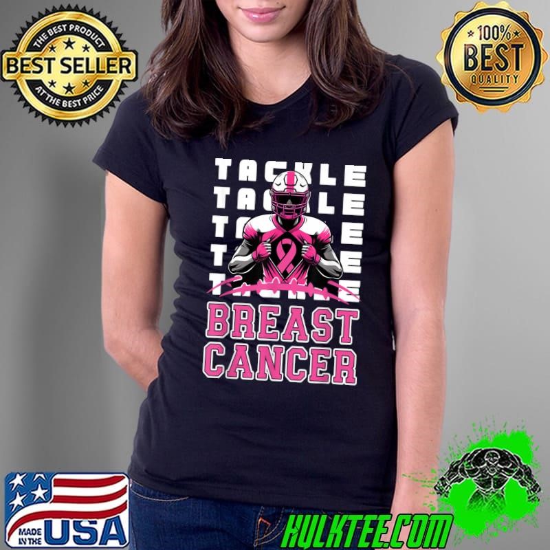 Tackle Football Breast Cancer Awareness Pink Ribbon Ladies Tee