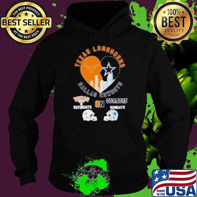 Texas Longhorns On Saturdays X Dallas Cowboys On Sundays Heart Skyline Hoodie