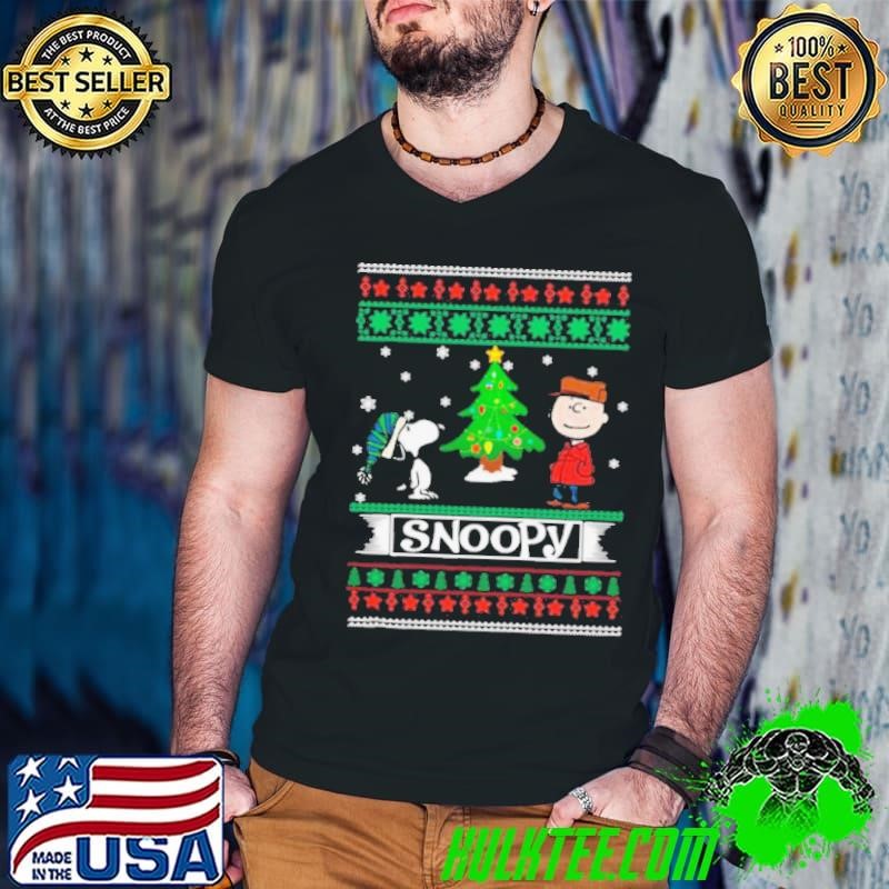 The Peanuts Charlie Brown And Snoopy Ugly Merry Christmas Tree shirt