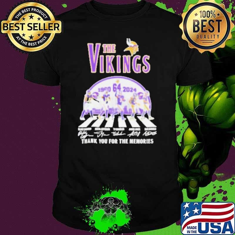 The Vikings Football Abbey Road 64 Years 1960 2024 Thank You For The Memories Signatures Shirt