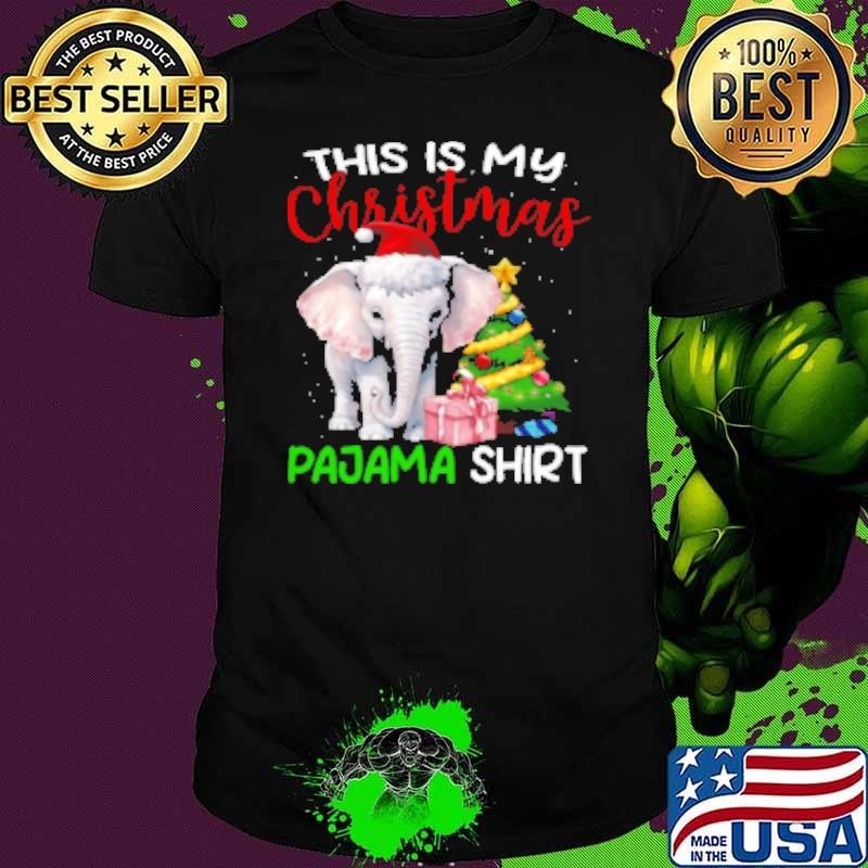This Is My Christmas Pajama Shirt Elephant With Santa Hat Shirt