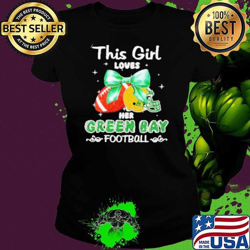 This girl loves her Green Bay Packers Football faux glitter Ladies tee