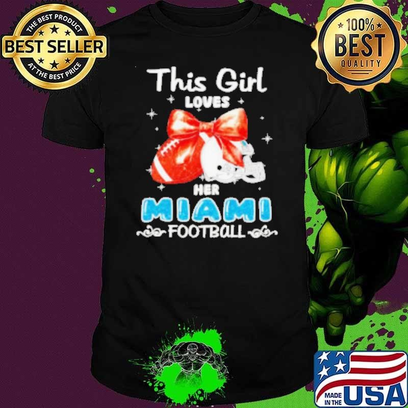 This girl loves her Miami Dolphins Football faux glitter shirt