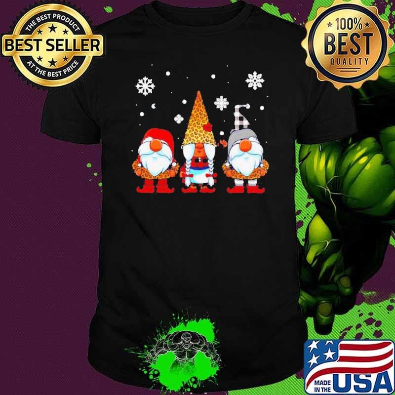 Three Gnomes In Leopard Print Buffalo Plaid Christmas Xmas shirt