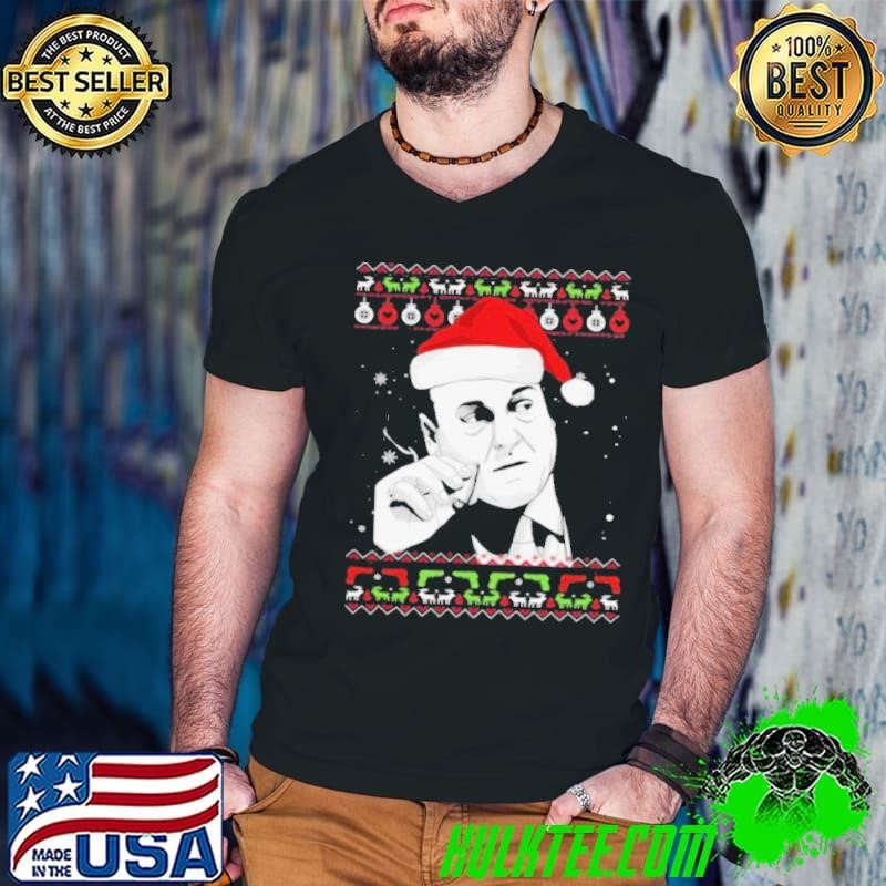 Tony Soprano smoking Christmas ugly shirt