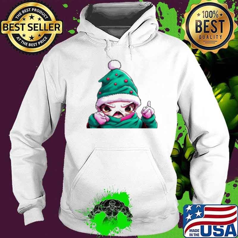 Top Cartoon Character Wearing Santa Claus Hat Pointing at Camera Hoodie