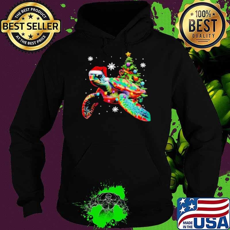 Turtle Wearing Noel Hat Christmas Turtle Hoodie
