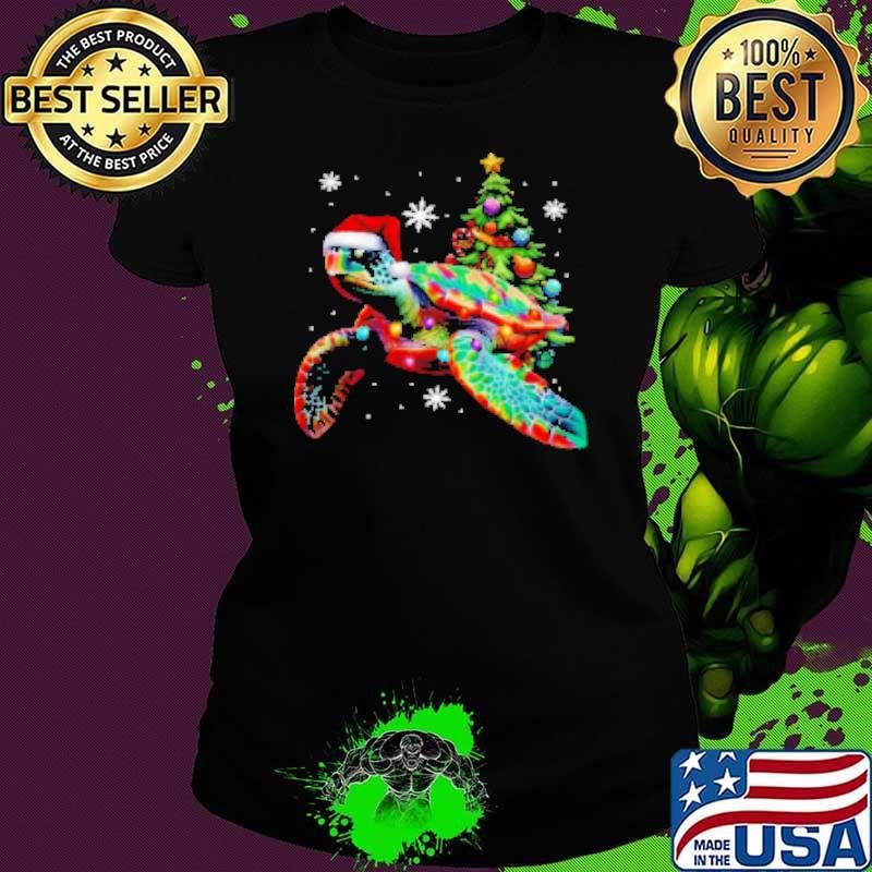 Turtle Wearing Noel Hat Christmas Turtle Ladies tee