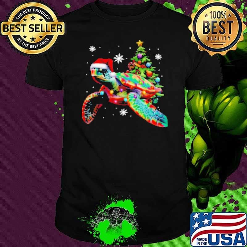 Turtle Wearing Noel Hat Christmas Turtle Shirt
