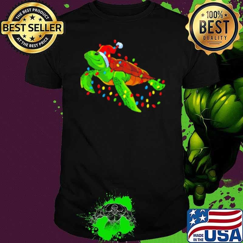 Turtle Wearing Noel Hat Cute Christmas Turtle Shirt