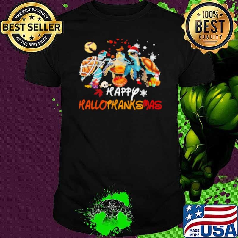 Turtles With Witch Santa Hats Halloween Turtle Shirt