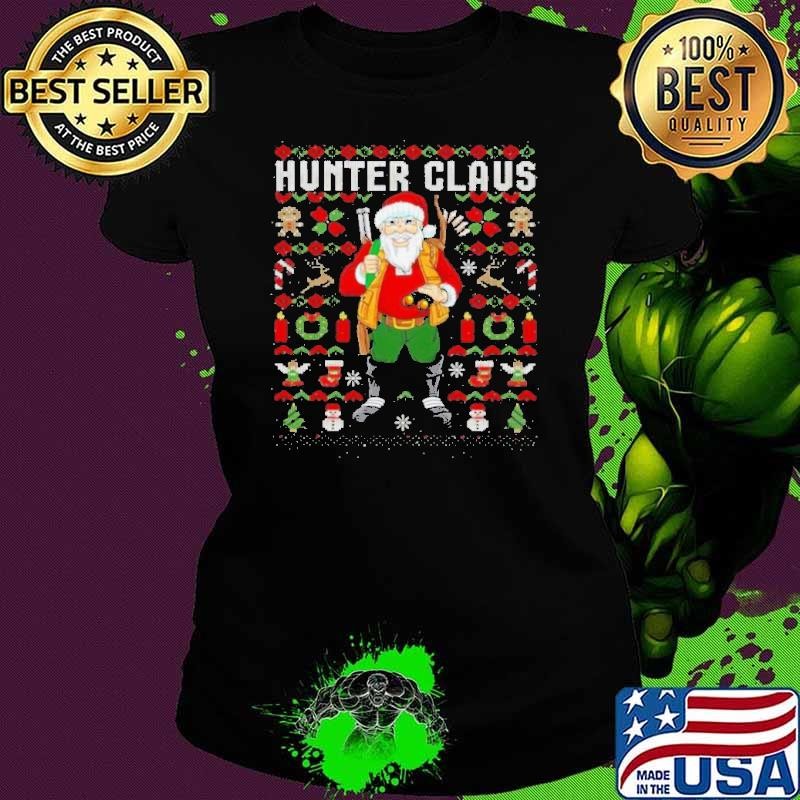 Ugly Christmas Hunter Hunting Forest Santa Claus shirt