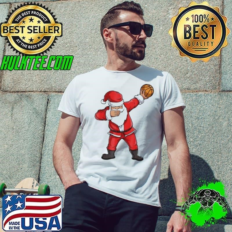 dabbing santa basketball christmas boys men ball shirt