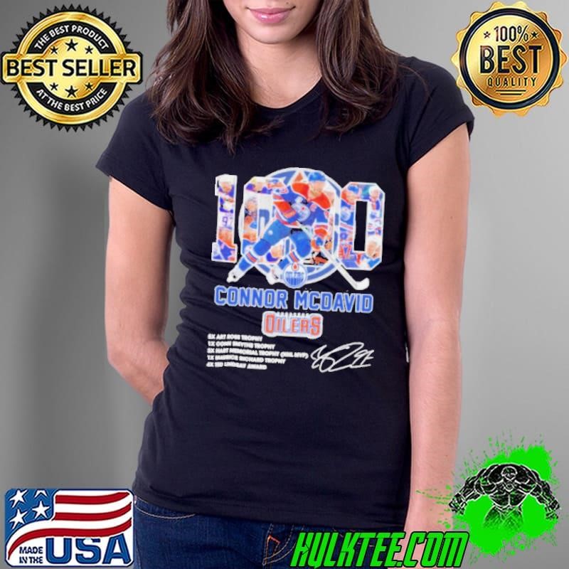 1000 Points Connor Mcdavid Edmonton Hockey Signature Ladies Tee