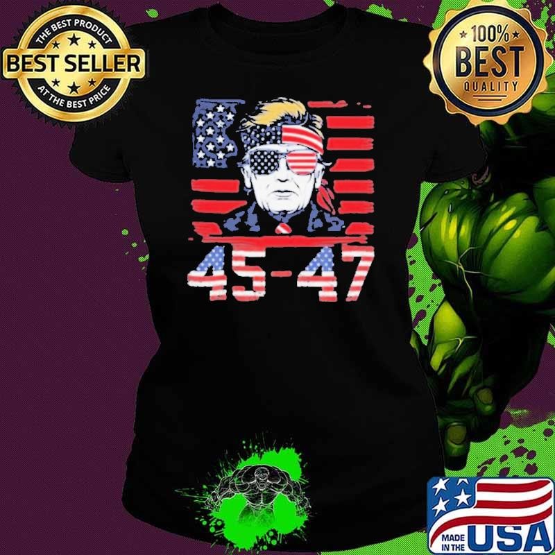 45 47 Donald Trump 2025 USA Flag Vintage Retro Funny Congrats Shirt