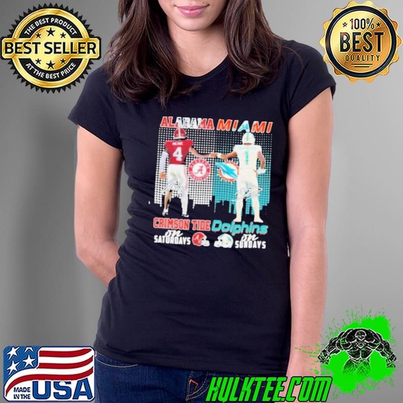 Alabama Crimson Tide Jalen Milroe x Miami Dolphins Tua Tagovailoa On Saturdays Signatures shirt