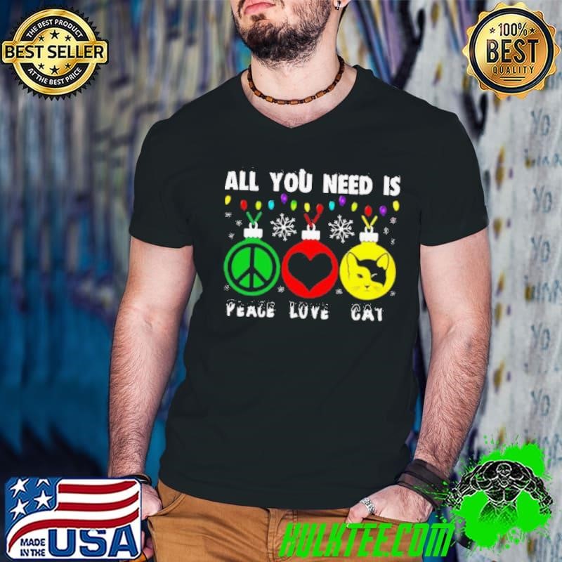 All You Need Is Peace Love Cat Guys V Neck