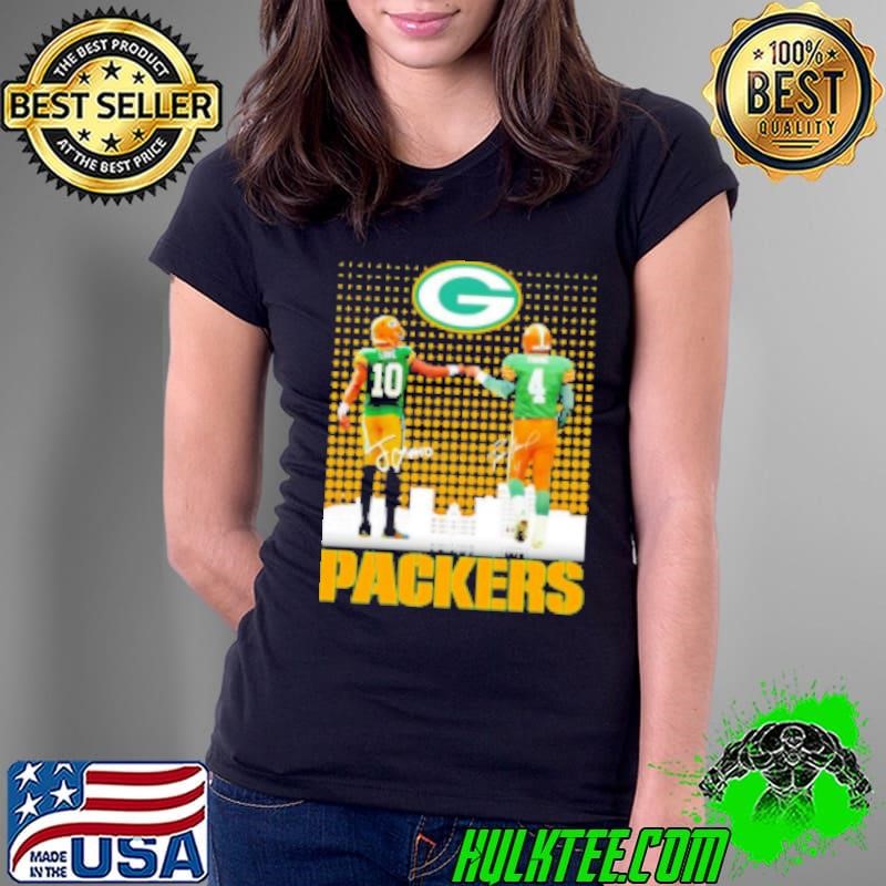 Brett Favre x Jordan Love Green Bay Packers signatures skyline Ladies Tee