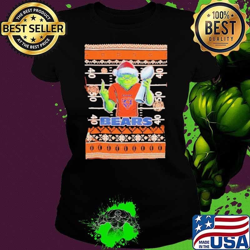 Chicago Bears X Grinch Christmas with Super Bowl Trophy ugly Christmas shirt