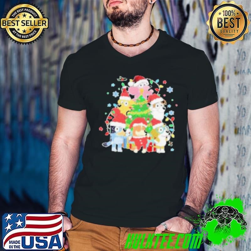 Christmas Family Blue Dog Family Xmas Cartoon Guys V Neck