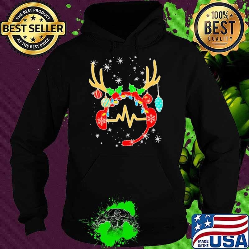 Christmas Gamer Reindeer Headset Heartbeat shirt