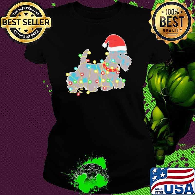 Christmas Lights Scottie Dog Lover Ladies tee