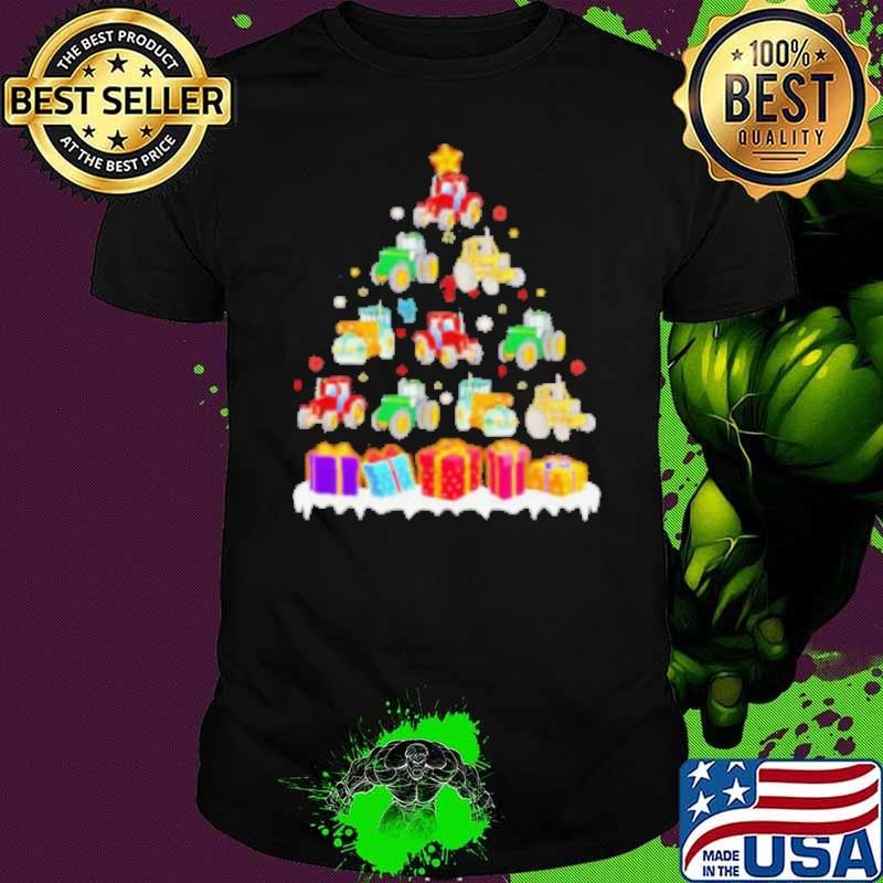 Christmas tree tractor gift shirt