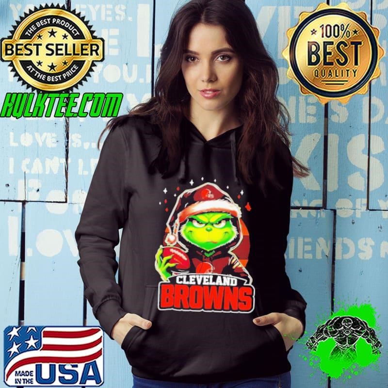 Cleveland Browns Grinch wearing Santa hat Christmas 2024 Hoodie