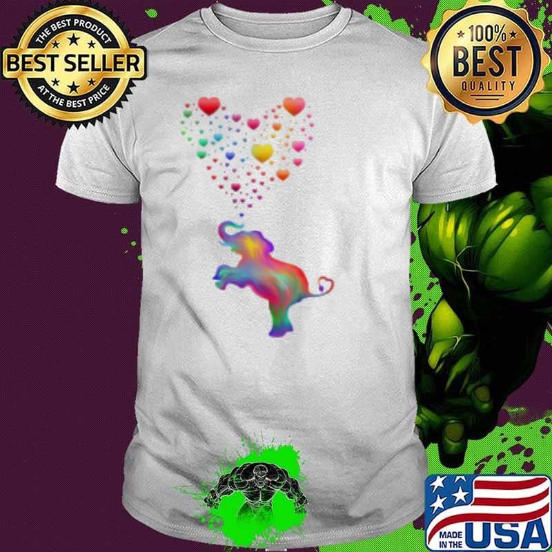 Colorful Elephant with Rainbow Heart Bubbles Shirt