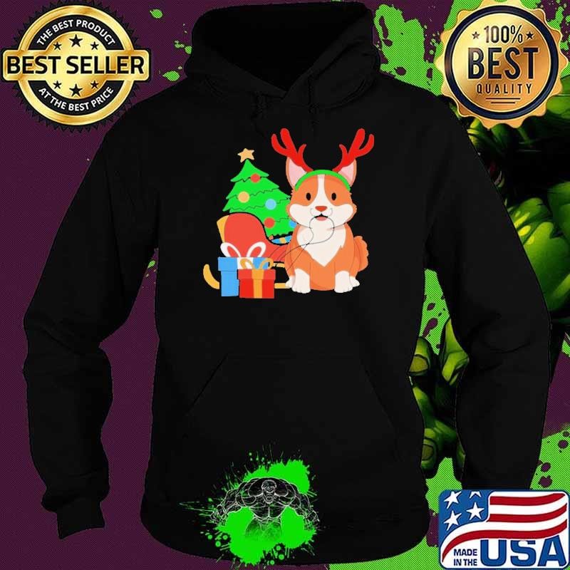 Corgi Dog Santa Reindeer Christmas Hoodie