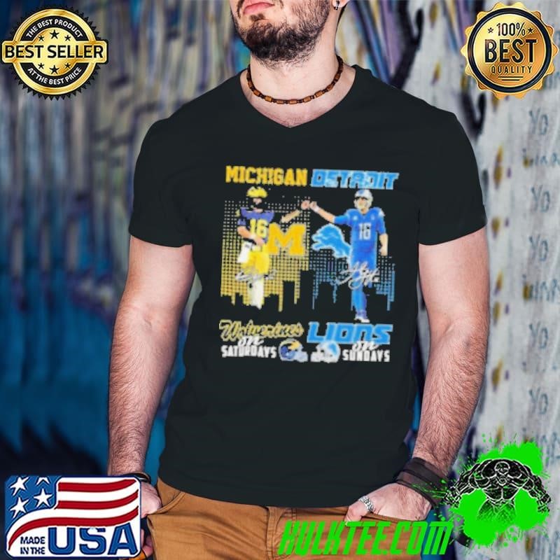 Davis Warren Michigan Wolverines On Saturdays x Jared Goff’s Detroit Lions On Sundays Signatures 2024 Guys V Neck
