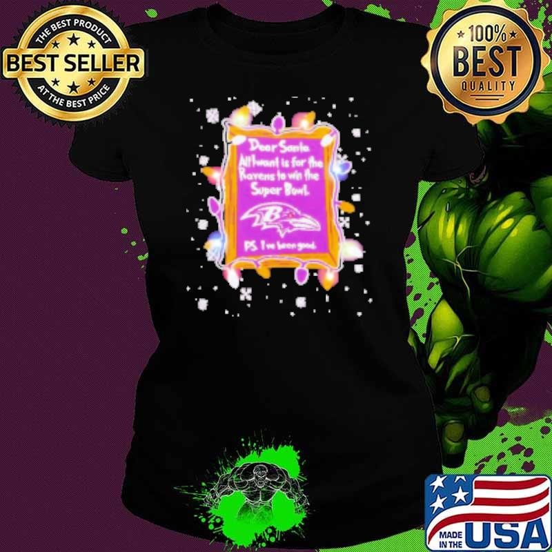 Dear Santa Baltimore Ravens Christmas Lights Ladies tee