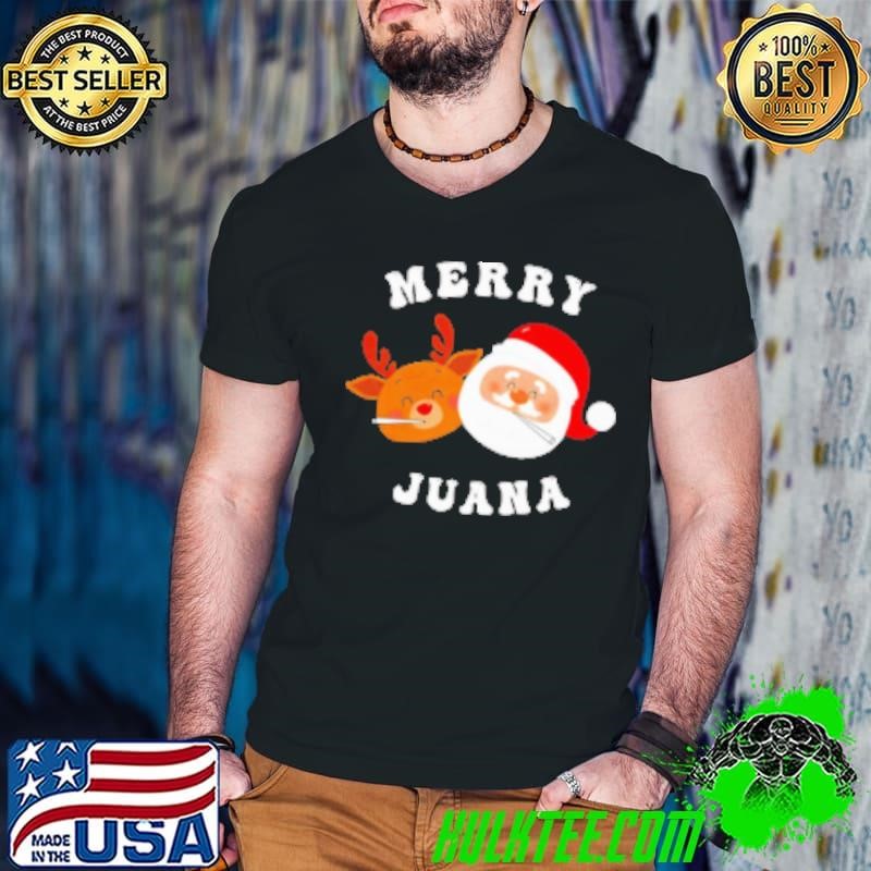 Deer and Santa Merry Juana Christmas Guys V Neck