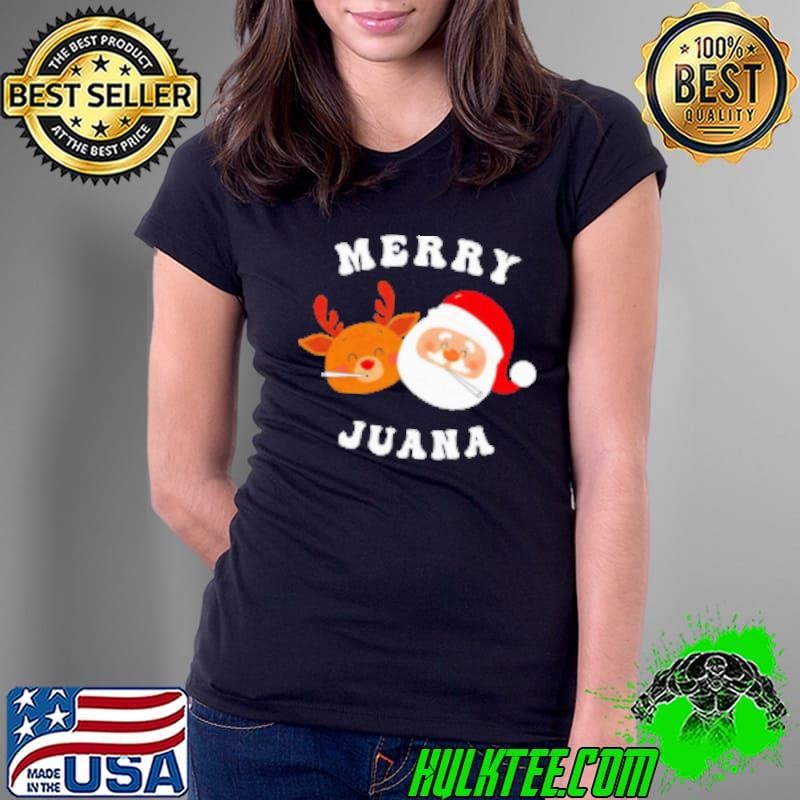 Deer and Santa Merry Juana Christmas Ladies Tee